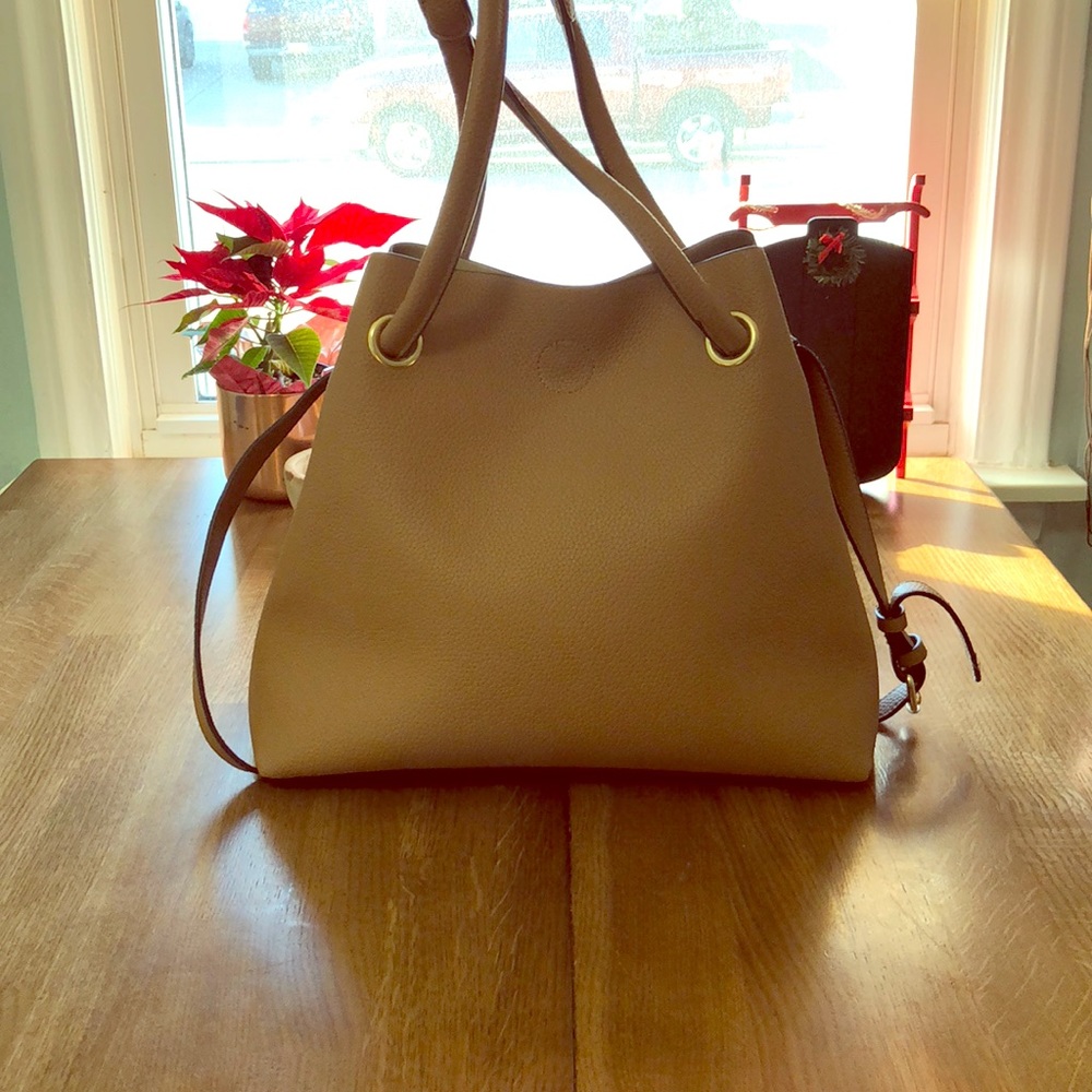 Tan Faux Leather Tote w/ Removable Insert